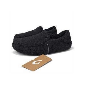 OLUKAI Nohea Heu Black Shearling Slip On Loafer Slipper Flats Size 8 EU 38